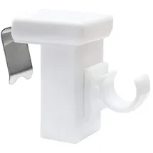 Dekondo 10x Fensterhaken Dekohaken Fensterclip für Fensterdekoration Weiß - Fensterdicke: 10-27mm - Ideal zum Einlegen von Gardinenstangen bis 10mm Durchmesser, Kunststoff mit Federedelstahl
