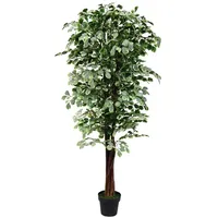 Decovego Kunstpflanze Ficus Benjamin, Kunstbaum im Topf, mit Echtholzstamm, Höhe 180 cm