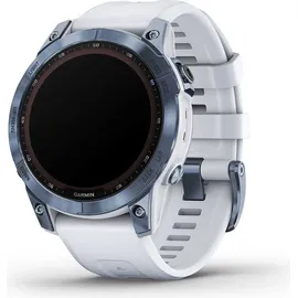 Garmin Fenix 7 Sapphire Solar blaues DLC-Titan mit steinweissem Armband