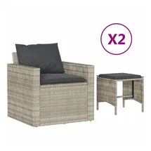 vidaXL Garten-Lounge-Set 4-tlg. hellgrau