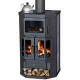 EEK A Kaminofen mit Backfach+Herdplatte Victoria Taro 2F Speckstein, schwarz