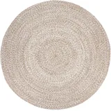 Paco Home Teppich Rund Wohnzimmer Jute Boho Ethno Muster Modern Handgefertigt Naturteppich, Beige, 120 cm Rund, Farbe:Beige