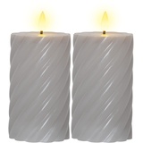 Star Trading LED Kerzen mit Timerfunktion Stumpenkerzen Grau LED Kerze mit Timer led Stumpenkerzen mit Timer Gedrehte Kerzen 2er Set| Deko Kerzen
