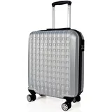 ABS Koffer Trolley Reisekoffer 4 360° Zwilllingsrollen (Mini Handgepäck-Handgepäck-2er Set) (Silber, Handgepäck (55cm))