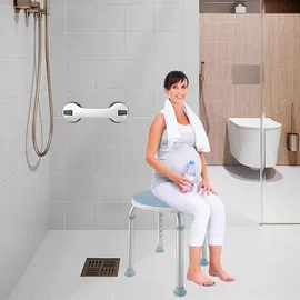 UISEBRT 360° drehbarer Duschhocker höhenverstellbar Anti-Rutsch mit Saugnapf Haltegriff