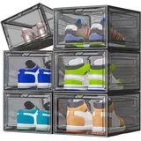 Lacusmall Schuhaufbewahrungsbox, transparenter Kunststoff, stapelbar, Schuh-Organizer mit Deckel für Damen/Herren, Schuhbox mit Magnet