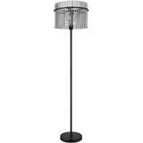 GLOBO Stehlampe, Metall, schwarz rauchfarben, H 152 cm