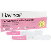 Liavince Schwangerschafts-Frühtest, 2 x Schwangerschaftstest Frühtest, Über 99% Genauigkeit, 10 mlU/ml hohe Sensitivität, Schnellerkennung in 5 Minuten, hCG Nachweis, Schnell und zuverlässig