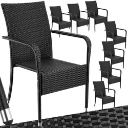tectake® Rattanstuhl, widerstandsfähig, bodenschonend, stapelbar, 58 x 67 x 90 cm, Belastbarkeit 120 kg