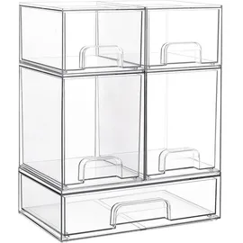 luxuskollektion Schubladenbox  Kunststoff 5 Pack Breit 1 Hoch 2 Medium 2 transparent