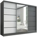 A&J MöbelLand Schiebetürenschrank AURELIA 2 200 x 0 x 0 cm Grau/Weiß