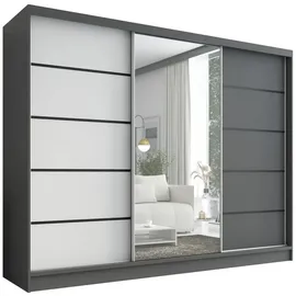 A&J MöbelLand Schiebetürenschrank AURELIA 2 200 x 0 x 0 cm Grau/Weiß