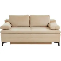 Novel Boxspringsofa Charlize, Beige, Textil, 2-Sitzer, Füllung: Schaumstoffflocken, 200x100x108 cm, Stoffauswahl, Wohnzimmer, Sofas & Couches, Schlafsofas, Schlafsofas mit Bettkasten