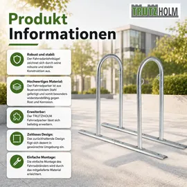 Trutzholm Fahrradständer Parker Typ U 140 x 88 cm Stahl feuerverzinkt Ø 50 mm grau