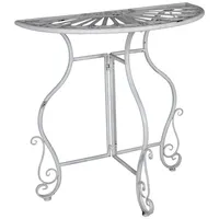 Palazzo Konsolentisch Weiss Metalltisch halbrund Wandtisch Tischkonsole Landhausstil aja265