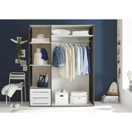 Stella Trading Kleiderschrank Lyss Graphit, weiß B/H/T: ca. 155x194x58 cm - Graphit, weiß