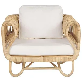Beliani Gartensessel Dolcedo Rattan 0 x 0 x 0 cm Hellbraun/Beige mit Kissen