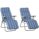 Outsunny Liegestuhl Set mit Kissen klappbar verstellbare Rückenlehne Stahl Polyester Blau 60x75x65-102cm für Garten Terrasse Aosom.de