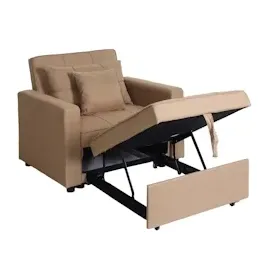 Mendler Schlafsessel HWC-L90, Klappsessel Schlafsofa Gästebett Relaxsessel, Liegefläche 197x103cm Stoff/Textil ~ taupe