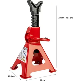 Grafner 2 Stück Unterstellböcke, 3 Tonnen Traglast, Hubhöhe 280 – 424 mm, höhenverstellbar, Ratschenmechanismus, massive Ausführung Kfz PKW ...