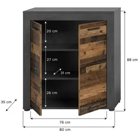 xonox Highboard 80 x 88 x 35 cm Schwarz