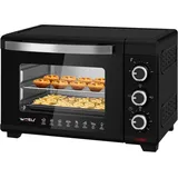 Woltu Mini Backofen 21 L, elektrischer Minibackofen, Miniofen, Pizzaofen, 1280 W, 100-230 °C, Timer 60 Min., Ober-/Unterhitze, Doppelverglasung, Schwarz