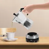 KOLHGNSE Mini Heizplatte, Mokkakanne & Elektrische Heizplatte mit Stecker 500W 3/6 Tassen Espressomaschine Cappuccino Mokka für Cafés, Buffets, Büros (6 Tassen)