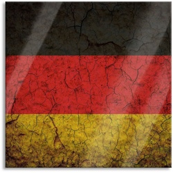 Pixxprint Glasbild Deutschlandfahne, Deutschlandfahne (1 St), Glasbild aus Echtglas, inkl. Aufhängungen und Abstandshalter beige|bunt 40 cm x 40 cm