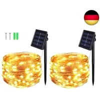 BOLWEO [2 Stück] Solar Lichterkette Aussen, 5M 50 LED