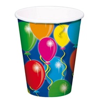 Folat Einweggeschirr-Set »8 Luftballon Trinkbecher«, Papier, Klassische Partydeko für Geburtstage, Feste oder Karneval bunt
