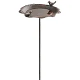 Dekoleidenschaft Vogeltränke "Piepmatz" aus Metall in Rostoptik, Gartenstecker mit 2 Vögelchen, Wasserstelle, Vogelbad, Gartendeko Roststecker Dekostecker für Draußen braun