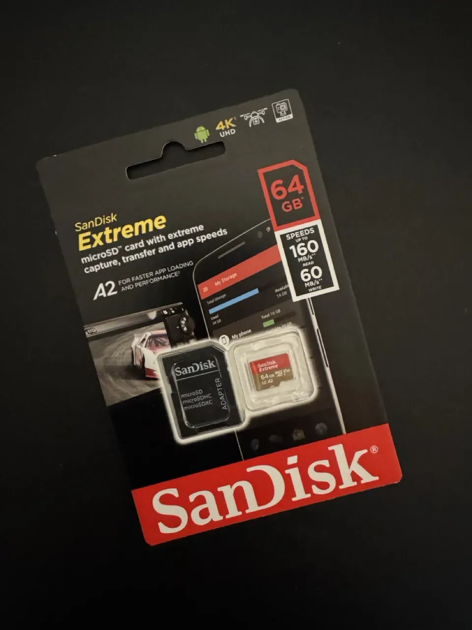 SanDisk Extreme microSDXC, 64GB + SD Adapter + Rescue Pro Deluxe, 160MB/s, A2, C...