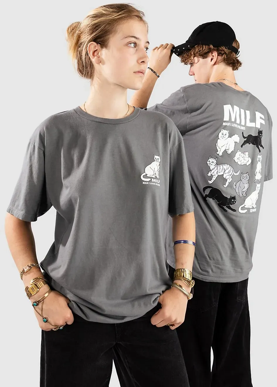RIPNDIP Man I Love Felines T-Shirt charcoal Gr. M