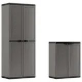 KETER Kunststoffschrank Jolly schwarz Kunststoff Uni, 4 Fächer, 136x166x39 cm stehend, stabil, Waschküche, Mehrzweckschränke