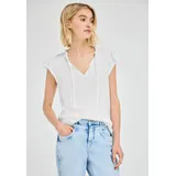 street one studio Blusenshirt mit Rüschendetails Weiß 46