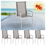 LebensWohnArt Gartenstuhl 4er-Set Premium Gartenstuhl ACERO taupe Edelstahl stapelbar
