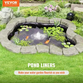 Vevor Teichfolie, 10 x 15 Fuß, 45 mm Dicke, biegsame Teichfolien aus EPDM-Material, leicht zu schneidende Unterlage für Fisch- oder Koi-Teiche, W... - Schwarz