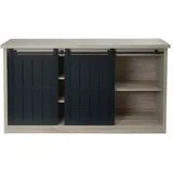 Mendler Sideboard HWC-K75, Highboard Regal Schrank Schiebetüre 7 Fächer Holz-Optik Industrial Metall 84x150x40cm ~ naturfarben