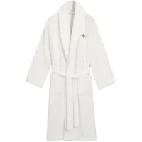 GANT Unisex Bademantel - ARCHIVE SHIELD TERRY ROBE, Schalkragen, Frottee, Bio-Baumwolle Weiß L