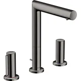 Hansgrohe Axor Uno 3-Loch Waschtischarmatur 200 mit Zerogriffen Zugstangen-Ablaufgarnitur polished black chrome