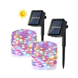 Outdoor Solar Girlanden, 10m 120 LED Bunte Weihnachtsgirlanden Outdoor Girlands Solar Kupferfaden 8