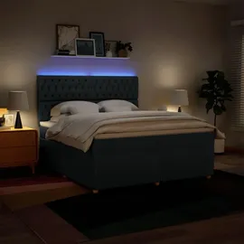 vidaXL Boxspringbett mit Matratze Blau 180x200 cm Stoff