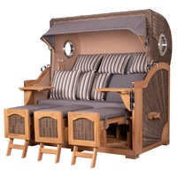 Bene living Strandkorb Komplettset Ammersee Grande XXL Teak Bullauge
