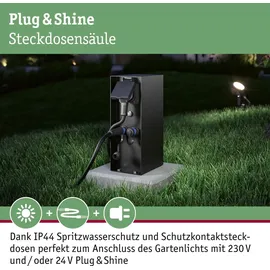 Paulmann Steckdosensäule Rio Dämmerungssensor IP44 Anthrazit