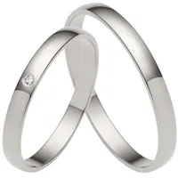 FIRETTI Trauring "Schmuck Geschenk Gold Hochzeit Ehering Trauring "LIEBE" Gr. 64, weiß (weißgoldfarben), Fingerringe, Damen, 64, 0,01 SI = kleine Einschlüsse mit Brillant, Weißgold 375, 2,5mm, Trauring, Made in Germany, wahlweise mit oder ohne Brillant