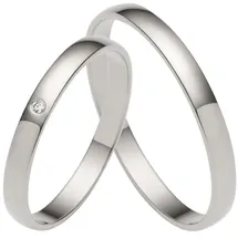 FIRETTI Trauring "Schmuck Geschenk Gold Hochzeit Ehering Trauring "LIEBE" Gr. 64, weiß (weißgoldfarben), Fingerringe, Damen, 64, 0,01 SI = kleine Einschlüsse mit Brillant, Weißgold 375, 2,5mm, Trauring, Made in Germany, wahlweise mit oder ohne Brillant