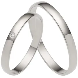FIRETTI Trauring "Schmuck Geschenk Gold Hochzeit Ehering Trauring "LIEBE" Gr. 64, weiß (weißgoldfarben), Fingerringe, Damen, 64, 0,01 SI = kleine Einschlüsse mit Brillant, Weißgold 375, 2,5mm, Trauring, Made in Germany, wahlweise mit oder ohne Brillant