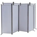 Quick Star Paravent 4 Teilig 165 x 220 cm Sonnen- - Sichtschutz Stellwand Faltbar Weiß Metall, 220x170