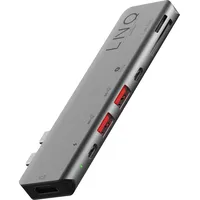 Linq Connects 2xUSB-C -> 1x HDMI, 2x USB-C, 2x USB-A, 1x Micro-SD, 1x SD LQ48012 grey (USB C), Dockingstation + USB Hub, Silber