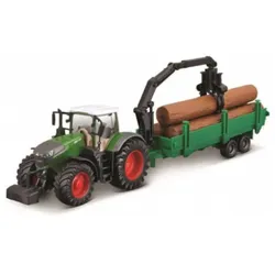 Bburago 18-31677 - Traktor - Fendt 1050 Vario mit Holztransporter (10cm)
